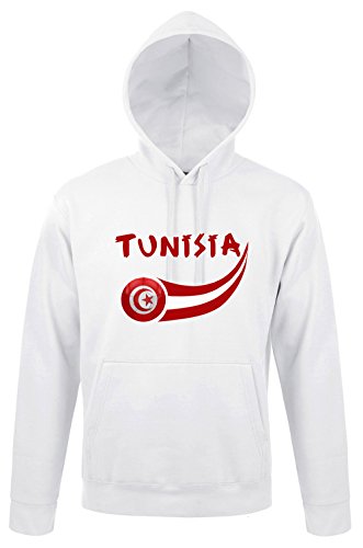 Supportershop Herren Tunisie Kapuzenpullover, weiß, XL von Supportershop