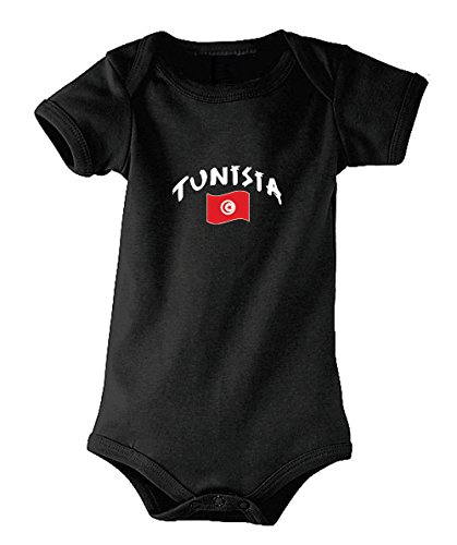 Supportershop Tunisie Baby-Body, Unisex, Kinder, Schwarz, FR: L (Größe Hersteller: 12-18 Monate) von Supportershop