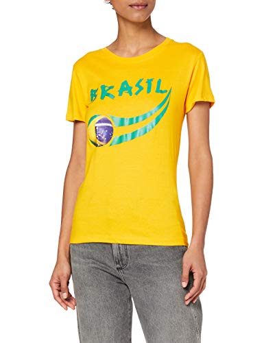 Supportershop Women's Brazil Supporter T-Shirt Rundhals Gelb Gelb - Gelb M von Supportershop