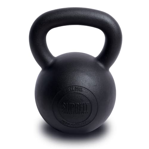 SUPRFIT - Econ Professional Kettlebell 24Kg - Pulverbeschichtete Kugelhantel aus massivem Gusseisen für Fitness, Crossfit & Krafttraining - Schwarze Kettlebells Hantel für Homegym und Fitnessstudios von SF SUPRFIT