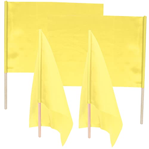 Supvox 4 Stück Schiedsrichterflaggen Signalflaggen Schiedsrichterhandflaggen Spielflaggen Sportflaggen Gelbe Flagge Wettbewerbsleitungsflaggen Rennleitungsflagge Farbige Flaggen von Supvox