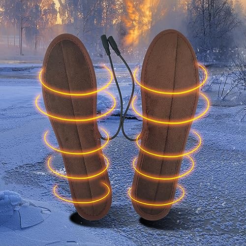 Beheizbare Einlegesohlen,USB Elektrisch Sohlenwärmer Fußwärmer Wärmesohle Heizung Schuhe Pads Winter Warme Fußheizung Schuhheizung Thermosohlen Beheizt WinterfußWärmer für Männer Frauen 45-46 von Surakey