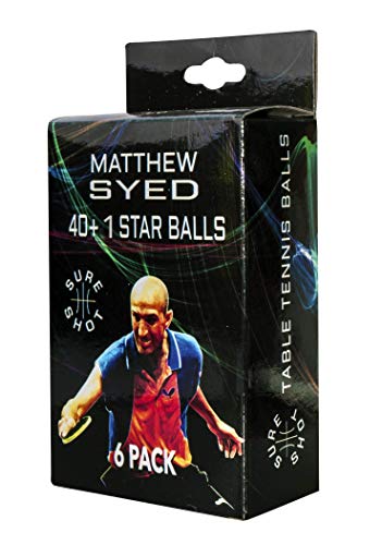 Sure Shot Matthew Syed 40+ 1 Star Tischtennisbälle, Weiß, 6 Stück von Sure Shot