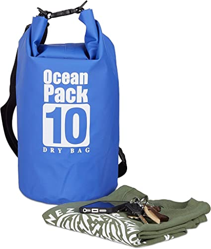 Surtep Ocean Dry Bag Wasserdichter Beutel/Sack Ideal für Motorboote, Segelboote, Wassermotorräder, Rafting, Kajaks, Kanus, Paddleboards,Camping, Angeln 10L Dunkelblau von Surtep
