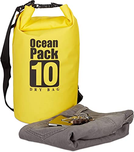 Surtep Ocean Dry Bag Wasserdichter Beutel/Sack Ideal für Motorboote, Segelboote, Wassermotorräder, Rafting, Kajaks, Kanus, Paddleboards,Camping, Angeln 10L Gelb von Surtep