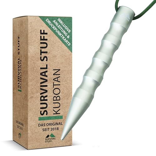 Survival Stuff Kubotan Silber- Zur Selbstverteidigung, vielseitig einsetzbar, Druckverstärker mit Handschlaufe EXTRA STARK für Notsituationen als Notfallhammer, Glasbrecher & Schlüsselanhänger von Survival-Stuff.de