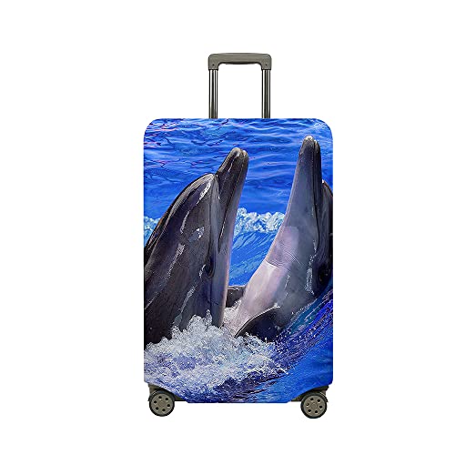 Surwin 3D-Delphin-Druck Reise Kofferschutzhülle Waschbare Reisetasche Kofferbezug Elastisch Kofferhülle Gepäck Cover Reisekoffer Hülle Schutz Bezug Schutzhülle (L (26-28 Zoll),Blau) von Surwin