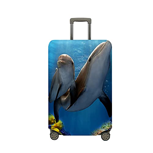 Surwin 3D-Delphin-Druck Reise Kofferschutzhülle Waschbare Reisetasche Kofferbezug Elastisch Kofferhülle Gepäck Cover Reisekoffer Hülle Schutz Bezug Schutzhülle (XL (30-32 Zoll),Meer) von Surwin