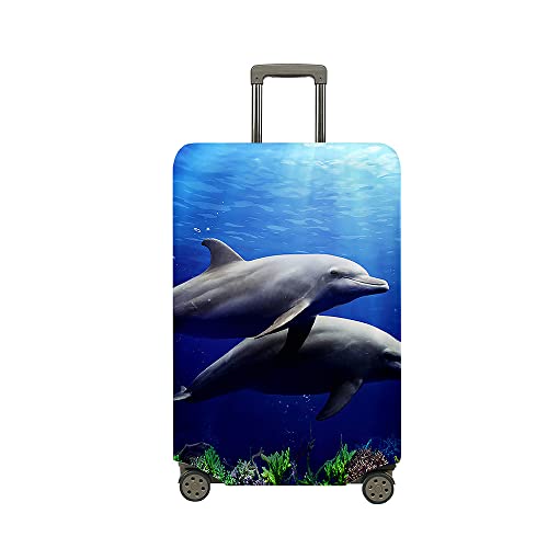Surwin 3D-Delphin-Druck Reise Kofferschutzhülle Waschbare Reisetasche Kofferbezug Elastisch Kofferhülle Gepäck Cover Reisekoffer Hülle Schutz Bezug Schutzhülle (XL (30-32 Zoll),Seetang) von Surwin