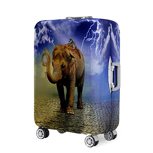 Surwin 3D-Elefant-Druck Reise Kofferschutzhülle Waschbare Reisetasche Kofferbezug Elastisch Kofferhülle Gepäck Cover Reisekoffer Hülle Schutz Bezug Schutzhülle (XL (30-32 Zoll),Blau) von Surwin