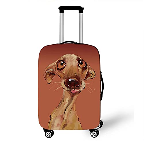 Surwin 3D Reise Kofferschutzhülle Waschbare Reisetasche Kofferbezug Elastisch Kofferhülle Gepäck Cover Reisekoffer Hülle Schutz Bezug Schutzhülle (Brauner Windhund,M (22-24 Zoll)) von Surwin