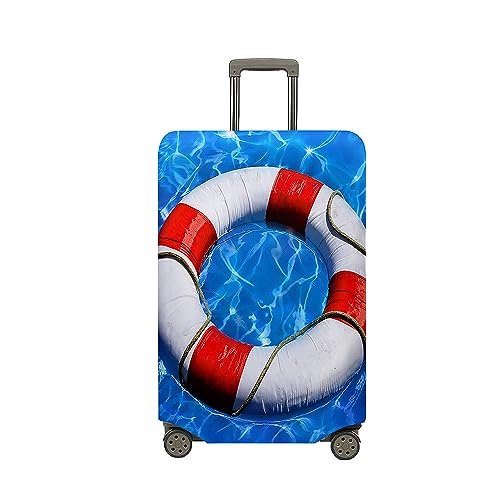 Surwin 3D Schwimmring Reise Kofferschutzhülle Reisetasche Kofferbezug Elastisch Kofferhülle Gepäck Cover Waschbare Reisekoffer Hülle Schutz Bezug Schutzhülle (Wasserwellen,L (26-28 Zoll)) von Surwin
