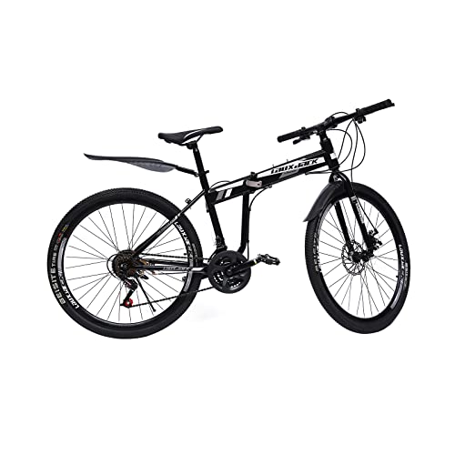Susoso Fahrrad 26 Zoll 21-Gang-Mountainbike mit Digitale Fingerpaddles und Faltbare Schnalle für Mädchen Jungen Herren und Damen (Schwarz+Weiß) von Susoso