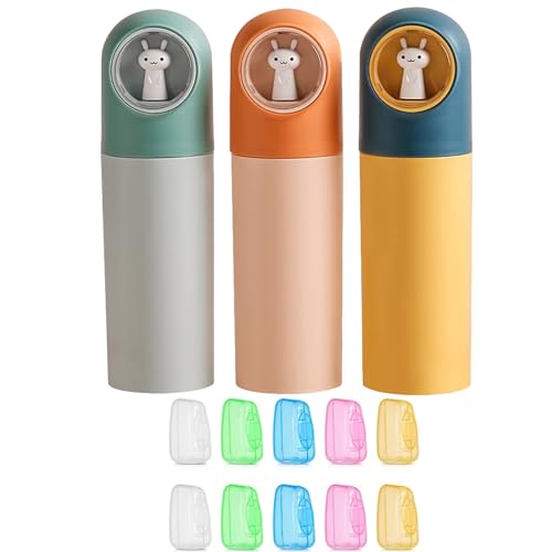 Suuwwn Zahnbürsten Etui Kinder,3 Stück Zahnbürste Reiseetui Portable Zahnbürstenhülle Mundspülbecher Reisebox Kreativer Reisezahnbürste Set Zahnputzbecher für Camping,Reisen, Wandern, Zuhause (A) von Suuwwn