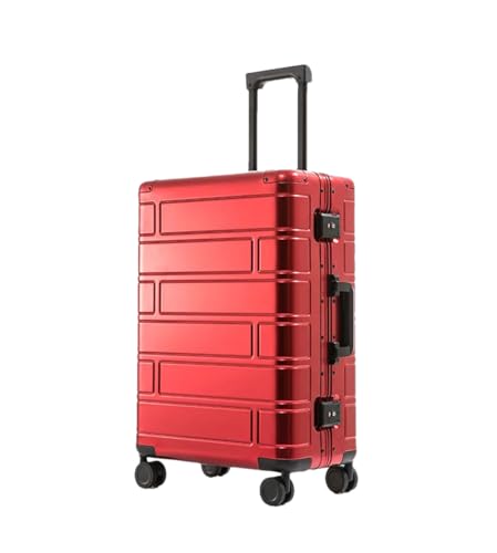 Allaluminium-Koffer, Universalrad, Damenmode, Trolley-Koffer, Passwort-Koffer, Unisex, leichter Koffer, rot, 61 cm (24 zoll) von Suwequest