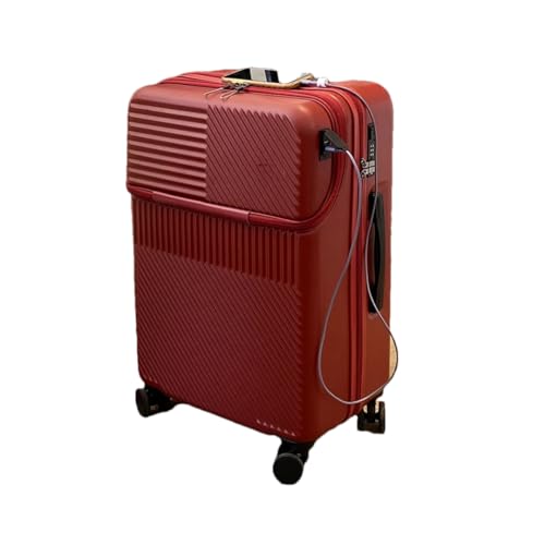 Boarding-Koffer mit Frontöffnung, für Herren und Damen, leichter Trolley, Reisegepäck, modisch, USB-Ladegepäck, rot, 51 cm von Suwequest