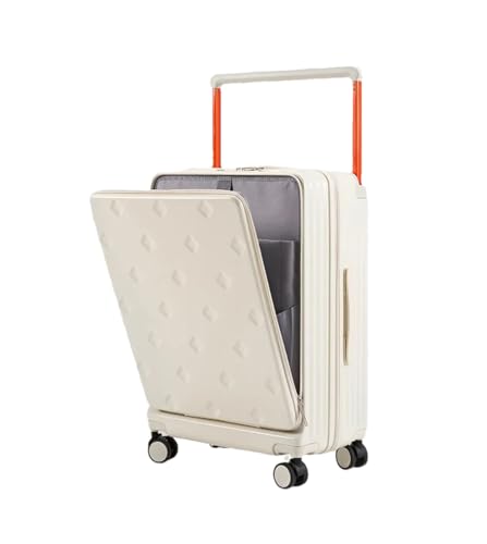 Breiter Trolley Koffer Damen Handgepäckkoffer Frontöffnung Fach Passwort Gepäck, weiß, 51 cm von Suwequest