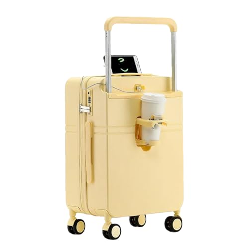 Design Koffer mit großer Kapazität, breiter Griff, für Herren und Damen, Handgepäck, Reisetrolley, Gelbes Einzelstück, 128 von Suwequest