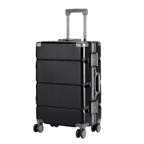 Einfarbiger Koffer, Aluminiumrahmen, großes Fassungsvermögen, Reisekoffer, Passwortkoffer, 50,8 cm (20 Zoll) Gepäck, Schwarz , 61 cm (24 zoll) von Suwequest