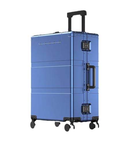 Reisekoffer aus Aluminium-Magnesium-Legierung, vorne offen, Rollgepäck, Spinner, Trolley, Koffer, Handgepäck, blau, 61 cm (24 zoll) von Suwequest