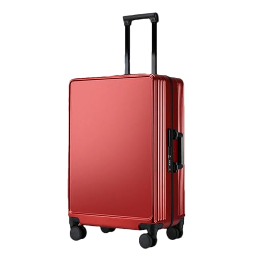 Rollkoffer mit Aluminiumrahmen, großes Fassungsvermögen, modischer Trolley-Koffer, Business-Boarding-Box, Reisegepäck, rot, 128 von Suwequest