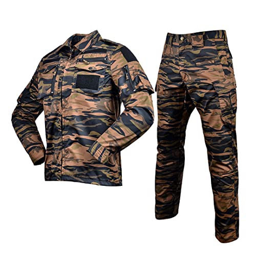 Suwequest Herren Camouflage Combat Tactical Militäruniformen Arbeitskleidung 、 Uniformen Herren Camo Jacket + Pants Tiger Stripes XL-75-85kg von Suwequest