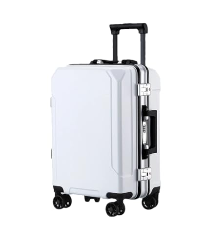 Suwequest Reisegepäck, modischer Koffer, Aluminiumrahmen, Trolley-Koffer für Damen und Herren, kleines Kabinengepäck, Weiß (weißer Rand), 51 cm von Suwequest