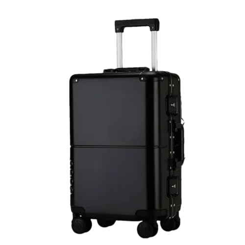 Trolley-Koffer mit großem Fassungsvermögen, Rollen, Unisex, einfarbig, Check-in-Koffer, modisch, helle Farben, Schwarz , 61 cm (24 zoll) von Suwequest