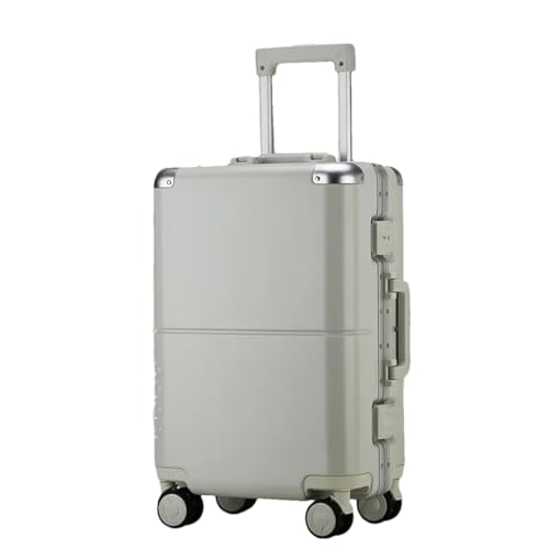 Trolley-Koffer mit großem Fassungsvermögen, Rollen, Unisex, einfarbig, Check-in-Koffer, modisch, helle Farben, silberfarben, 55,9 cm (22 zoll) von Suwequest