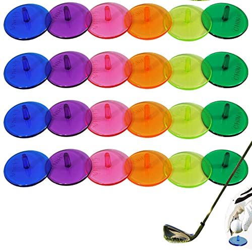 Golfball Positionsmarker, 100 teiliges transparentes mehrfarbiges flaches rundes Positionsmarkierungs Set 2,4 mm Kunststoff Golfmarkierungszubehör (zufällige Farbe) von Suxgumoe