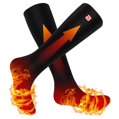 Svpro Beheizte Socken für Männer Frauen,4000mAh Wiederaufladbare Batterie Socken Heizung bis zu 12 Stunden Elektrische Heizung Socken Kaltes Wetter Winter Warme Socken mit 3 Temperaturregler von Svpro