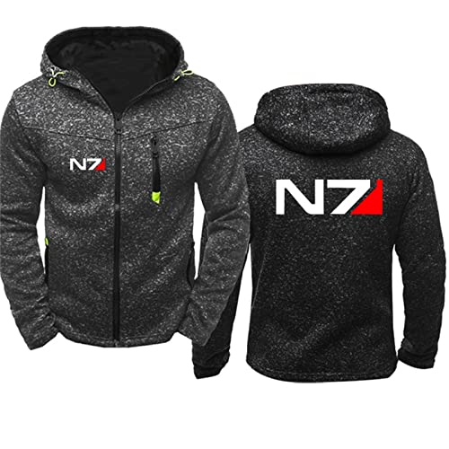 Swdan Mass Effect N7 Kapuzenjacke Herren Mit Reißverschluss,Herbst und Winter Plus Fleecejacke Herren Zipper Hoody Pullover von Kinsea