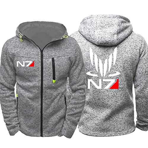 Swdan Mass Effect N7 Kapuzenjacke Herren Mit Reißverschluss,Herbst und Winter Plus Fleecejacke Herren Zipper Hoody Pullover von Kinsea