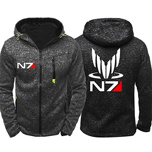 Swdan Mass Effect N7 Kapuzenjacke Herren Mit Reißverschluss,Herbst und Winter Plus Fleecejacke Herren Zipper Hoody Pullover von Kinsea