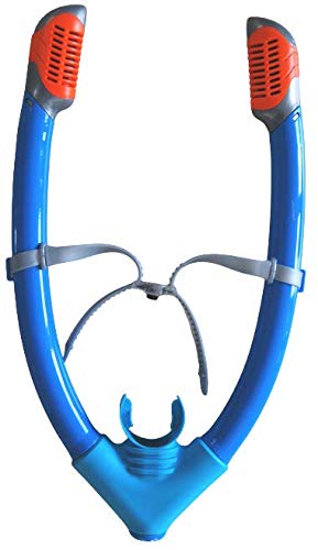 Sweam – Doppelter Schnorchel zum Schwimmen mit 2 Tops, Neon-Rippe – Mundstück und Bänder aus Silikon (blau) von Sweam