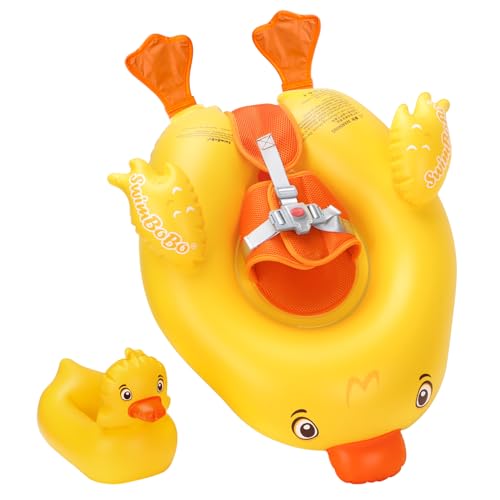 Swimbobo Kinder Schwimmreifen Baby Schwimmring liebenswerte Ente Innovative Auf dem Wasser stabil, sicher und auffällig Schwimmhilfe Baby das Schwimmbad Schwimmtrainer (Gelbe Ent) von Swimbobo