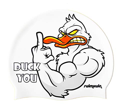 Silikonbadekappe Duck You | Schwimmkappe | Badekappe gut haftend | Italienisches Design, Italienischer Style von Swimxwin