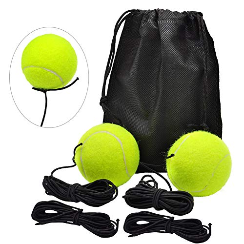 SwirlColor Tennisball mit Schnur, 2 Stück Tennisbälle für Selbstübungs Hund Trainingsgeräten Tennisbälle, mit Saitenersatz und Aufbewahrungstasche von SwirlColor