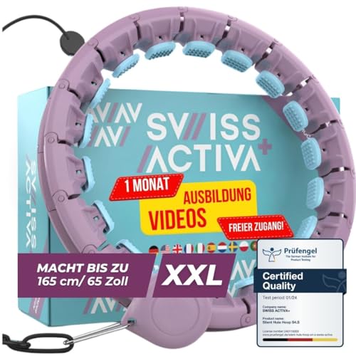 Swiss Activa+ S2 XXL Smart Hula Hoop mit Gewichtskugel - Bis zu 165cm, hat 34 Glieder für Plus Size XXL - Fällt Nicht ab - Abnehm-Reifen für Frauen - Smart Fitness Hula Hoop mit Gewicht von Swiss Activa+