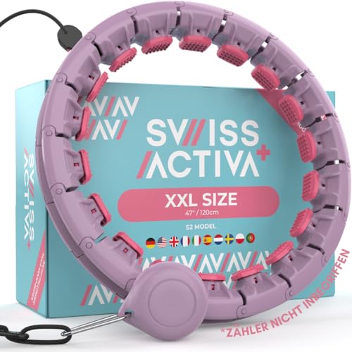 Swiss Activa+ S2 Smart Hula Hoop Adult - Bis zu 120cm für Plus Größe XXL - Fällt Nicht runter - Abnehm-Reifen für Frauen, Fitness, mit Gewicht von Swiss Activa+
