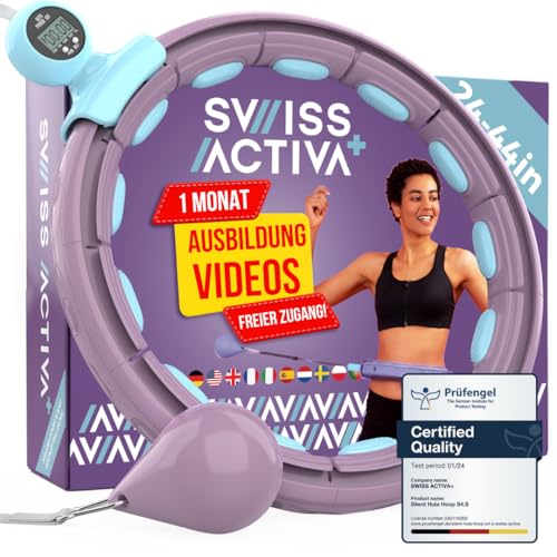 Swiss Activa+ S4.S Silent Hula Hoop Reifen Erwachsene mit Zähler 60-112cm - Extra leiser - Fällt Nicht runter - Reifen für Frauen zum abnehmen - Smarter Fitness mit Gewicht von Swiss Activa+