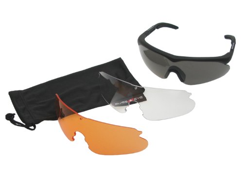 Swiss Eye Raptor Schutzbrille, Fassung -rubber black-, 3 Gläser, mit Antifog/Antiscratch [10161] von Swiss Eye