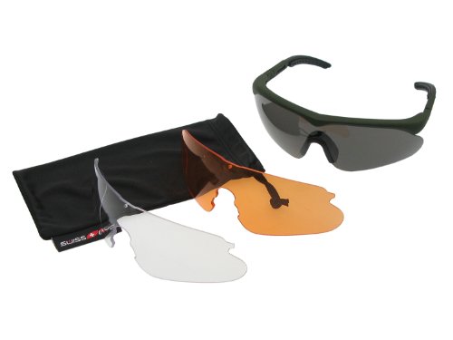 Swiss Eye Raptor Brille, Rahmen -Gummi grün-, 3 Linsen, Antifog/Antiscratch Beschichtung [10163 von SWISSEYE