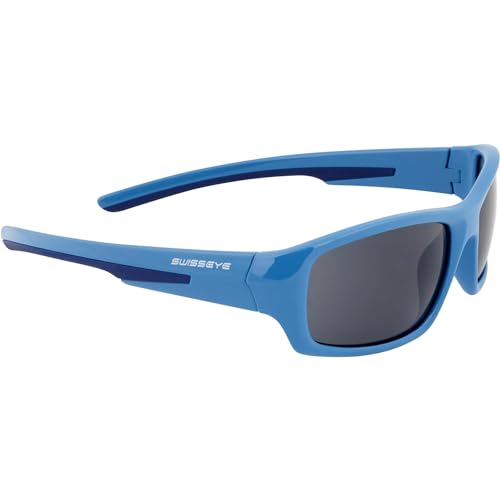 SWISSEYE Junior Sportbrille für Kinder (100% UVA-, UVB- und UVC-Schutz, kindergerechte Materialien (TPEE), Fassung aus Dupont, inkl. Mikrofaserbeutel), blue shiny/dark blue von SWISSEYE