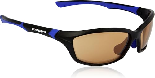 SWISSEYE Freeride Sportbrille (100% UVA-, UVB- und UVC-Schutz, Nasenbereich & Bügelenden gummiert, splitterfreies Material TR90, inkl. Mikrofaserbeutel), black/grey metallic matt von SWISSEYE