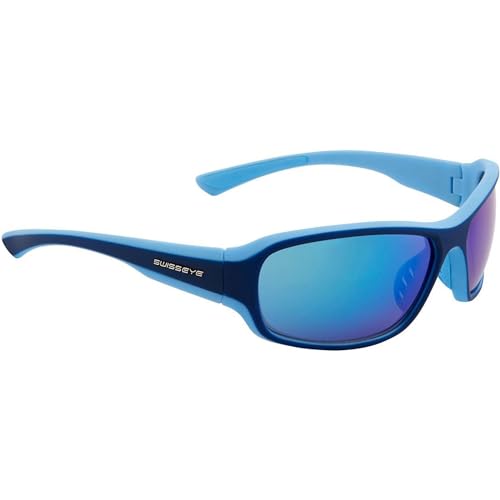 SWISSEYE Freeride Sportbrille (100% UVA-, UVB- und UVC-Schutz, Nasenbereich & Bügelenden gummiert, splitterfreies Material TR90, inkl. Mikrofaserbeutel), light blue/dark blue matt von SWISSEYE