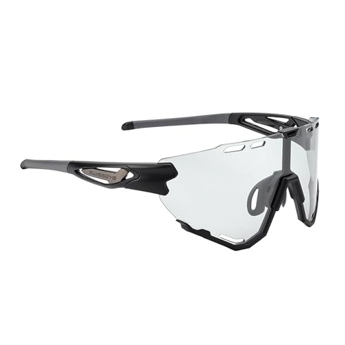 SWISSEYE Mantra Sportbrille (100% UVA-, UVB- und UVC-Schutz, verstellbarer Nasenbereich & gummierte Bügelenden, splitterfreies Material TR90, inkl. Etui, inkl. Mikrofaserbeutel), black matt/anthracite von SWISSEYE