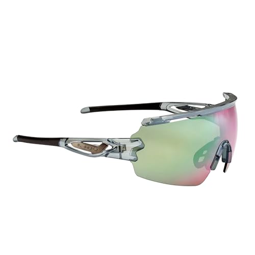 SWISSEYE Signal Sportbrille (100% UVA-, UVB- und UVC-Schutz, verstellbarer Nasenbereich, splitterfreies Material TR90, inkl. Etui, inkl. Mikrofaserbeutel), shiny laser crystal grey/black von SWISSEYE