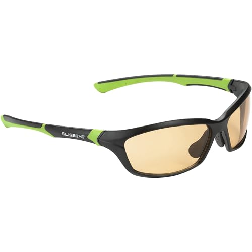 SWISSEYE Sportbrille Drift, inkl. Mikrofaserbeutel, Black matt/Green, One Size von SWISSEYE