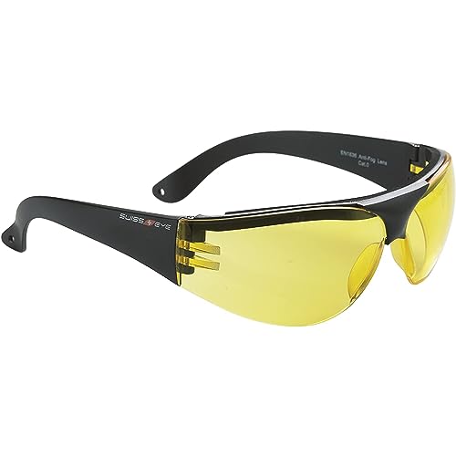 SWISSEYE Outbreak Protector Sportbrille (100% UVA-, UVB- und UVC-Schutz, gummierte & geriffelte Bügel, splitterfreies Material PC, inkl. Mikrofaserbeutel und Schweißband), black von Swiss Eye